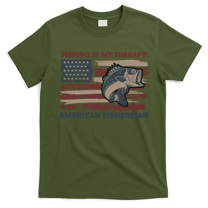 Fishing Is My Therapy American Fisherman T-Shirt