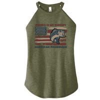 Fishing Is My Therapy American Fisherman Women's Perfect Tri Rocker Tank