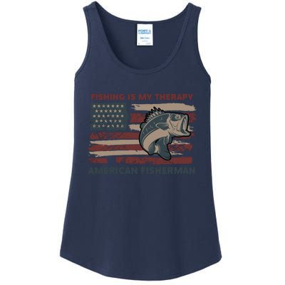 Fishing Is My Therapy American Fisherman Ladies Essential Tank