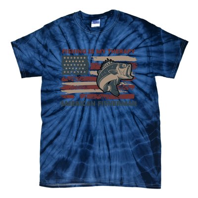 Fishing Is My Therapy American Fisherman Tie-Dye T-Shirt