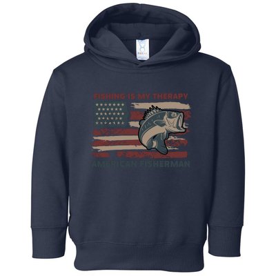 Fishing Is My Therapy American Fisherman Toddler Hoodie