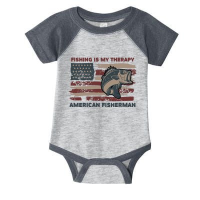 Fishing Is My Therapy American Fisherman Infant Baby Jersey Bodysuit