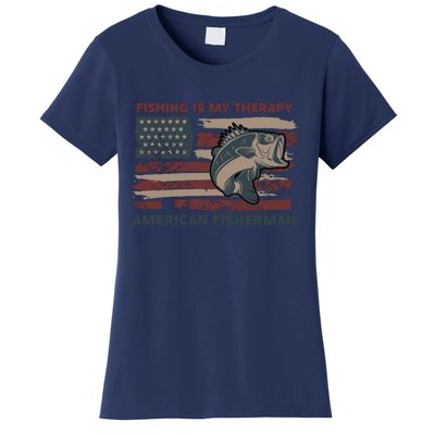 Fishing Is My Therapy American Fisherman Women's T-Shirt