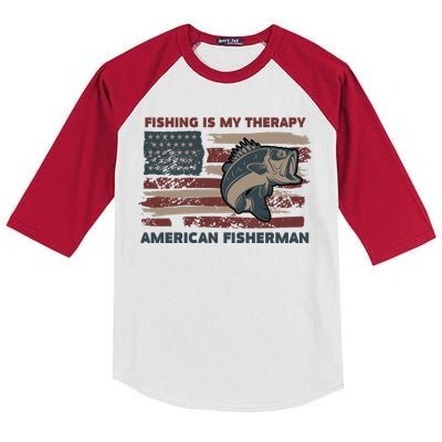 Fishing Is My Therapy American Fisherman Kids Colorblock Raglan Jersey