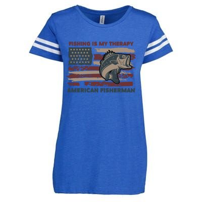 Fishing Is My Therapy American Fisherman Enza Ladies Jersey Football T-Shirt