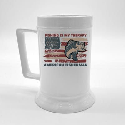 Fishing Is My Therapy American Fisherman Beer Stein