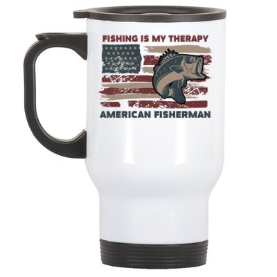 Fishing Is My Therapy American Fisherman Stainless Steel Travel Mug