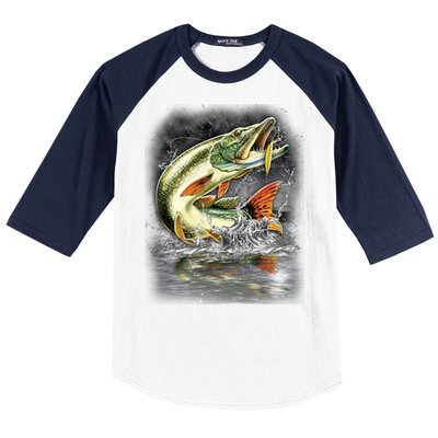 Fishing: Jumping Pike Baseball Sleeve Shirt