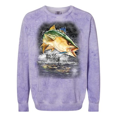 Fishing Jumping Striped Bass Colorblast Crewneck Sweatshirt