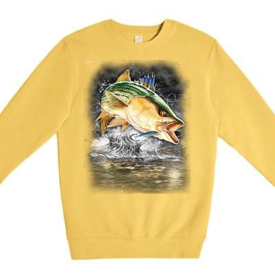 Fishing Jumping Striped Bass Premium Crewneck Sweatshirt