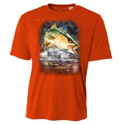 Fishing Jumping Striped Bass Cooling Performance Crew T-Shirt