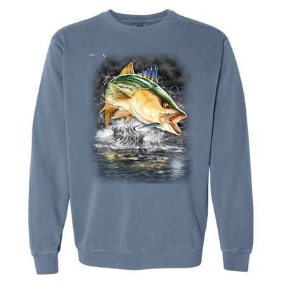 Fishing Jumping Striped Bass Garment-Dyed Sweatshirt