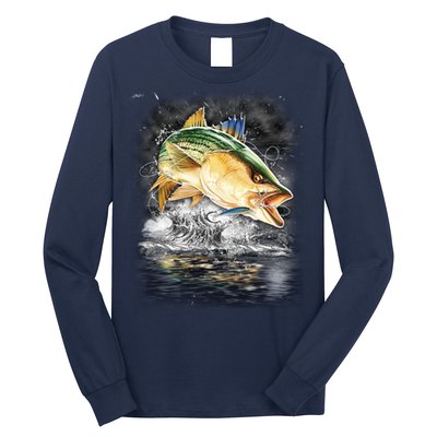 Fishing Jumping Striped Bass Long Sleeve Shirt