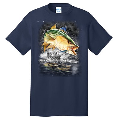 Fishing Jumping Striped Bass Tall T-Shirt