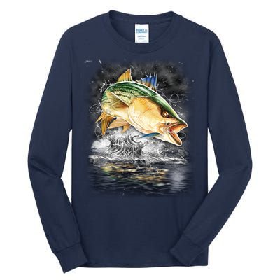 Fishing Jumping Striped Bass Tall Long Sleeve T-Shirt