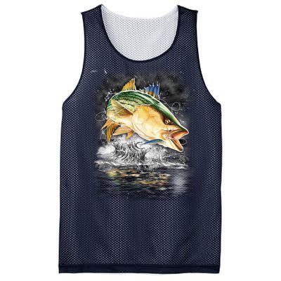 Fishing Jumping Striped Bass Mesh Reversible Basketball Jersey Tank