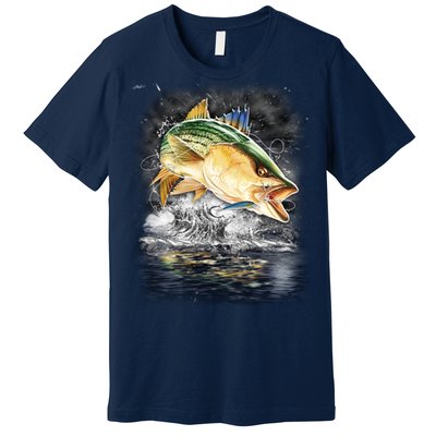 Fishing Jumping Striped Bass Premium T-Shirt