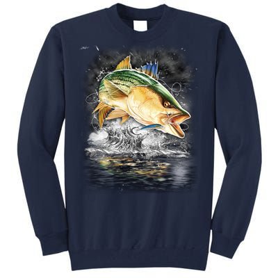 Fishing Jumping Striped Bass Tall Sweatshirt