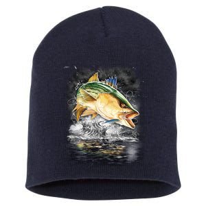 Fishing Jumping Striped Bass Short Acrylic Beanie