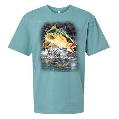 Fishing Jumping Striped Bass Sueded Cloud Jersey T-Shirt