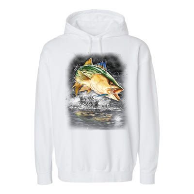 Fishing Jumping Striped Bass Garment-Dyed Fleece Hoodie