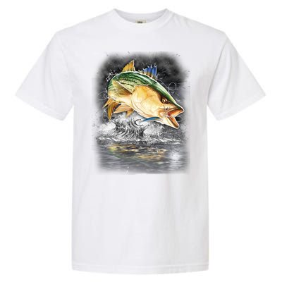 Fishing Jumping Striped Bass Garment-Dyed Heavyweight T-Shirt