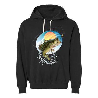 Fishing Leaping Bass  Garment-Dyed Fleece Hoodie