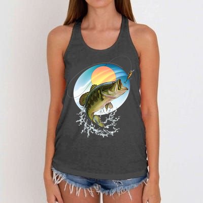 Fishing Leaping Bass  Women's Knotted Racerback Tank