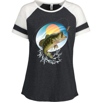 Fishing Leaping Bass  Enza Ladies Jersey Colorblock Tee