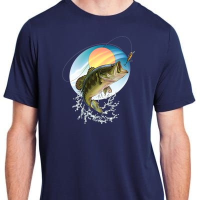 Fishing Leaping Bass  Adult ChromaSoft Performance T-Shirt