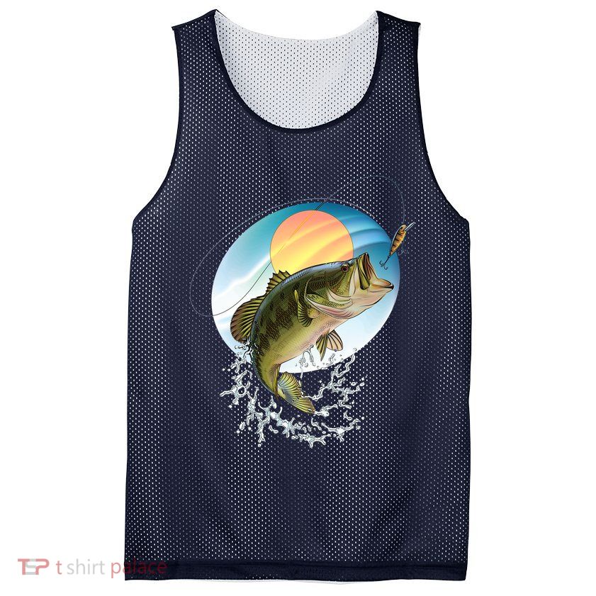 Fishing Leaping Bass  Mesh Reversible Basketball Jersey Tank