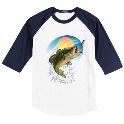 Fishing Leaping Bass  Baseball Sleeve Shirt