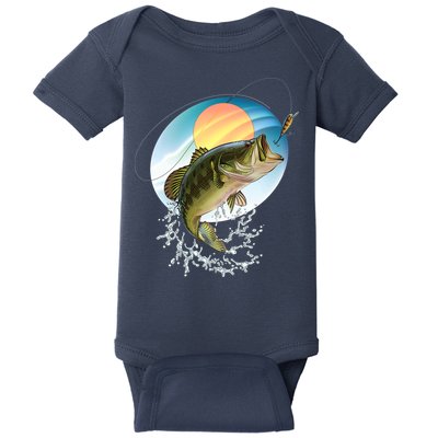 Fishing Leaping Bass  Baby Bodysuit