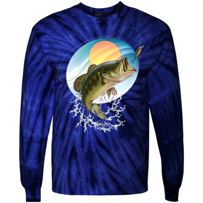 Fishing Leaping Bass  Tie-Dye Long Sleeve Shirt