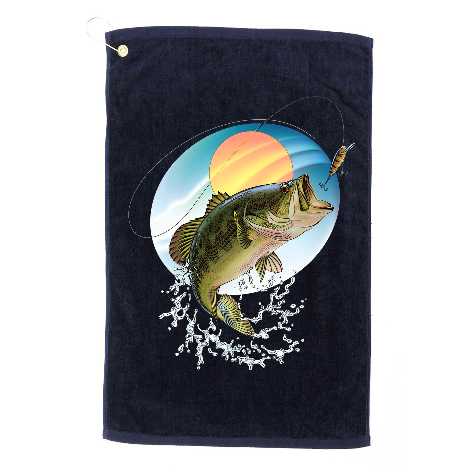 Fishing Leaping Bass  Golf Towel