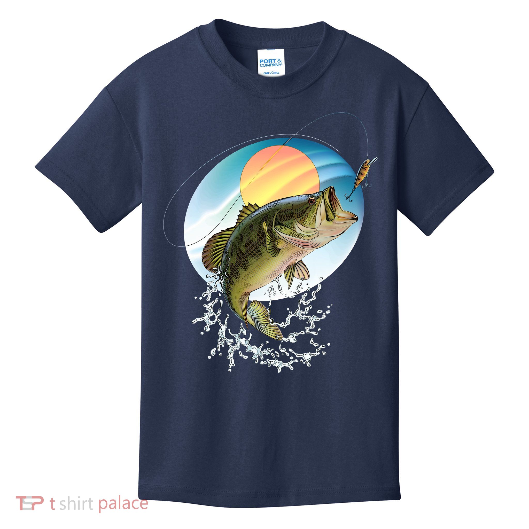 Fishing Leaping Bass  Kids T-Shirt