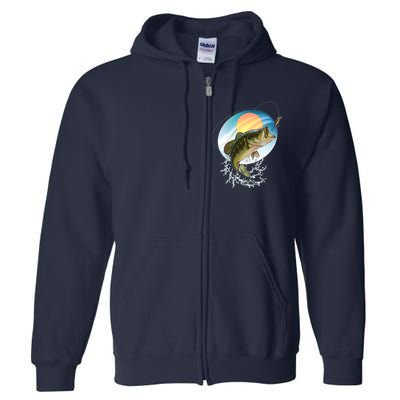 Fishing Leaping Bass  Full Zip Hoodie