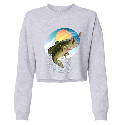 Fishing Leaping Bass  Cropped Pullover Crew