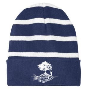 Fishing Life Striped Beanie with Solid Band