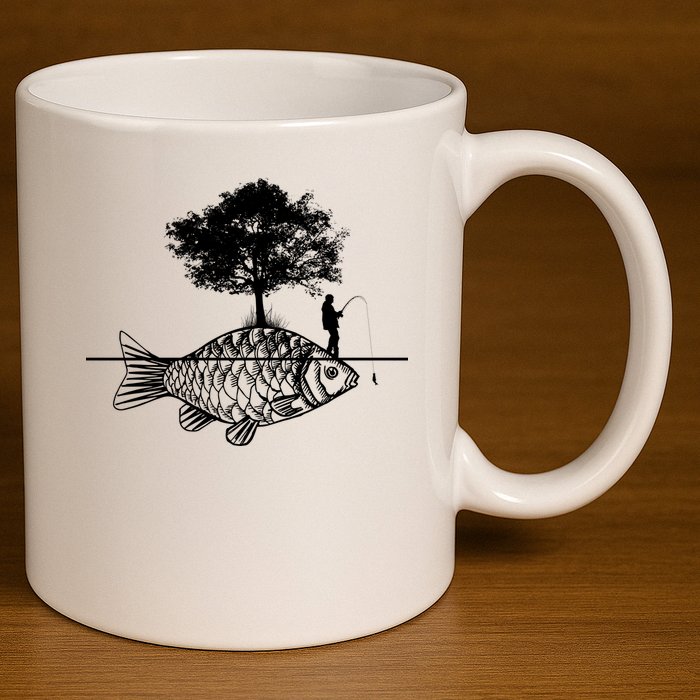 Fishing Life 11oz C Handle Ceramic Mug