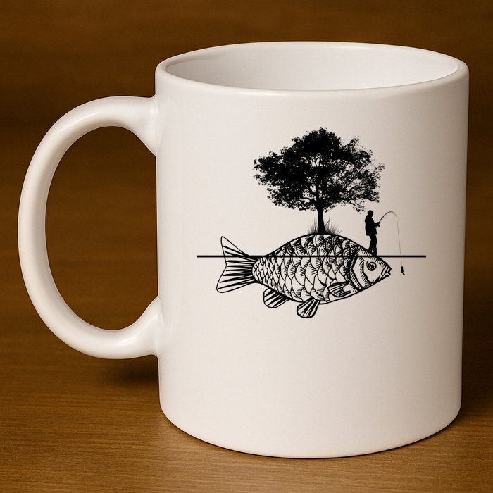 Fishing Life 11oz C Handle Ceramic Mug