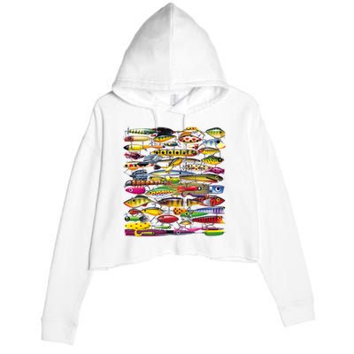 Fishing Lures Crop Fleece Hoodie