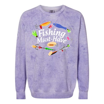 Fishing Must-Have Fishing Lures Colorblast Crewneck Sweatshirt