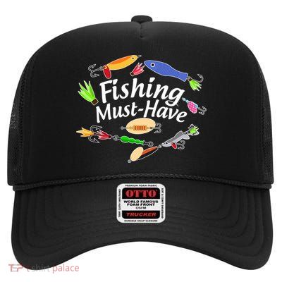Fishing Must-Have Fishing Lures High Crown Mesh Back Trucker Hat