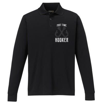 Fishing Part Time Hooker Performance Long Sleeve Polo