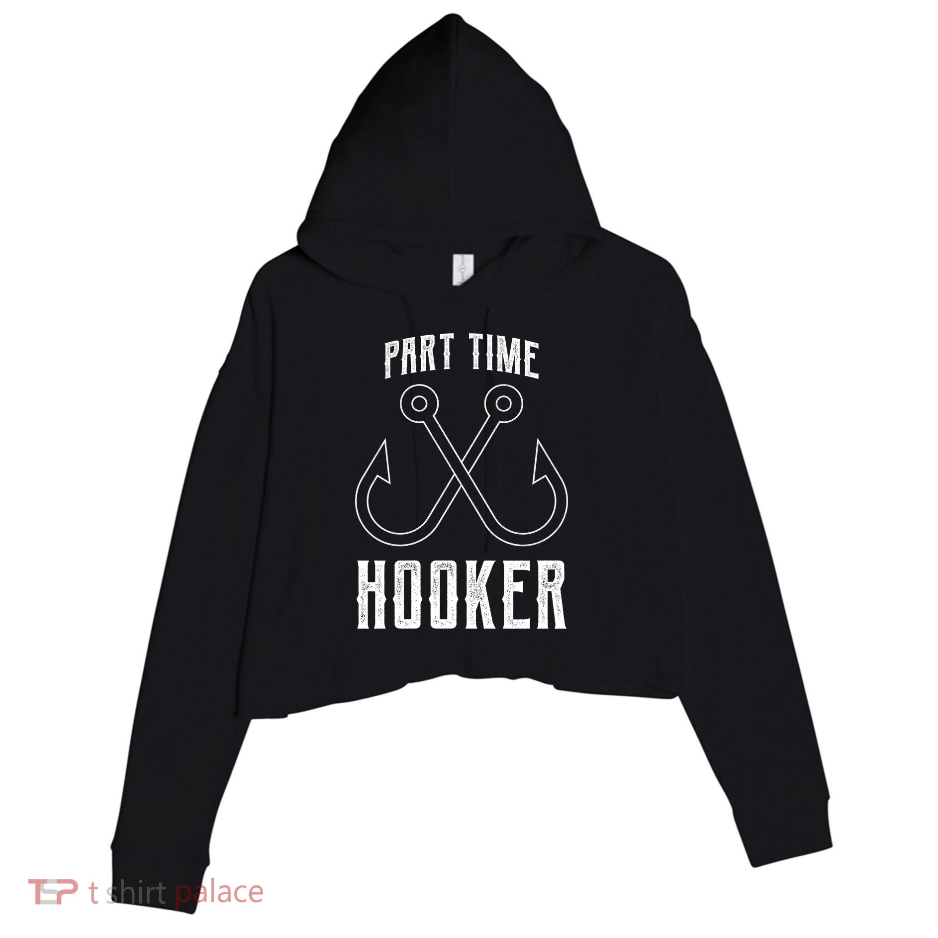 Fishing Part Time Hooker Crop Fleece Hoodie