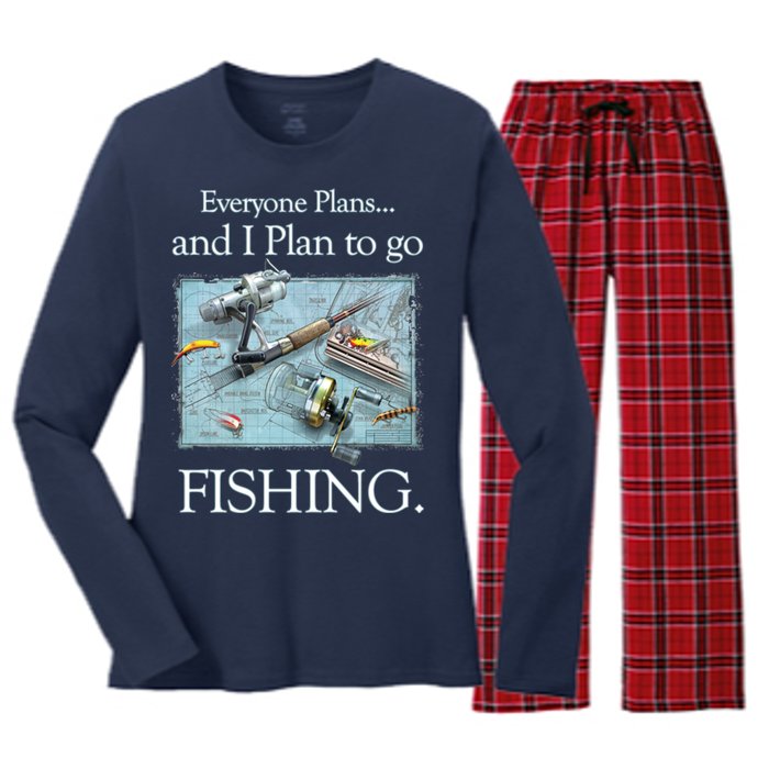 Fishing: Plan To Fish Women's Long Sleeve Flannel Pajama Set 