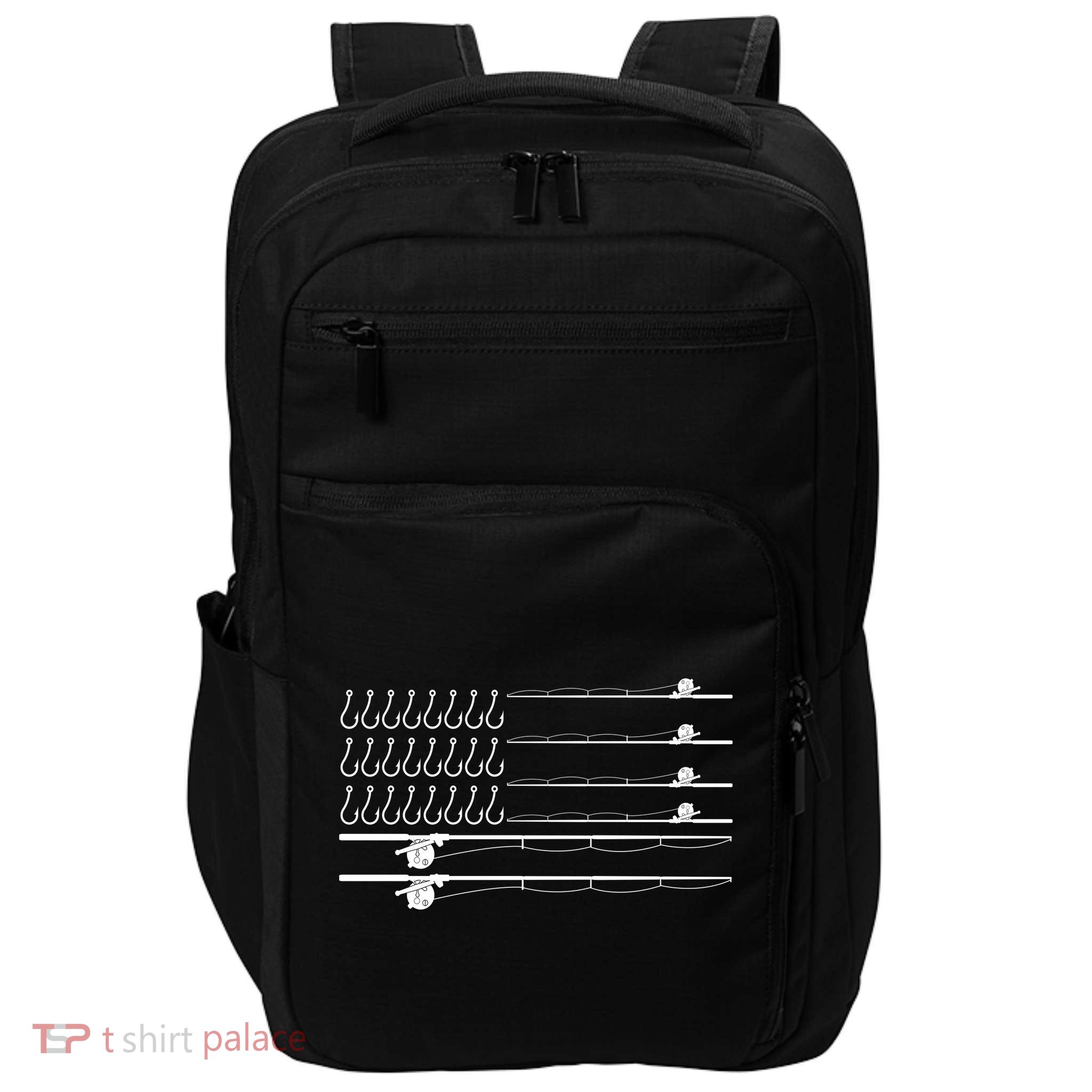 Fishing Pole Hooks USA American Flag Impact Tech Backpack