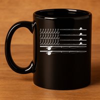 Fishing Pole Hooks USA American Flag 11oz C Handle Ceramic Mug