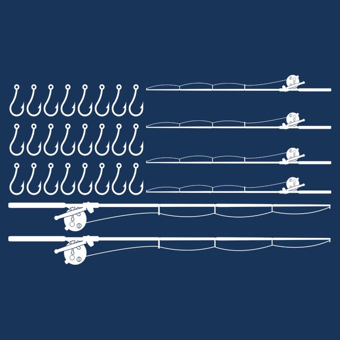 Fishing Pole Hooks USA American Flag Cooling Performance Crew T-Shirt
